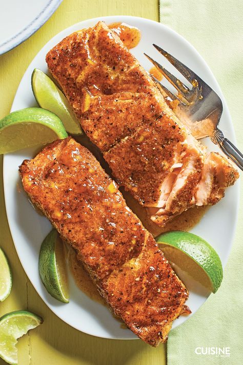 Side Of Salmon, Brown Sugar Salmon, Orange Glazed Salmon, Rv Cooking, Cajun Salmon, Salmon Glaze Recipes, Salmon Spices, Sauteed Greens, Lime Salmon