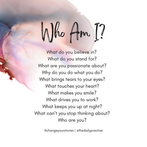 Rediscovering Yourself Questions, Identity Questions, Questions To Ask Yourself, Fun Questions To Ask, Self Concept, Daily Practices, Advice Quotes, Ask Yourself, Touching You