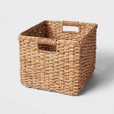 Braided Seagrass Crate - Brightroom™ | Target Hall Closet Organization, Office Redo, Felted Basket, Rectangular Baskets, Cube Storage Bins, Attic Bathroom, Milk Crates, Integrated Handles, Cubby Storage