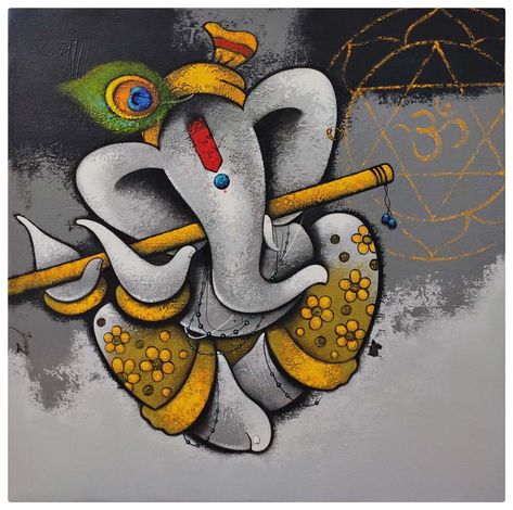 Ganesh Ji Drawing, Brown Acrylic Painting, Ganesha Drawing, Ganesh Art Paintings, Modern Art Canvas Painting, Boho Art Drawings, Brown Acrylic, Ganesh Ji, Ganesh Art