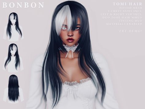 Sims 4 Black And White Hair, Sims 4 Cc Alpha Hair Female Long, Nana Banana, Avatar Fashion, Two Toned Hair, Cc Hair, The Sims 4 Skin, Sims Packs, Sims 4 Anime