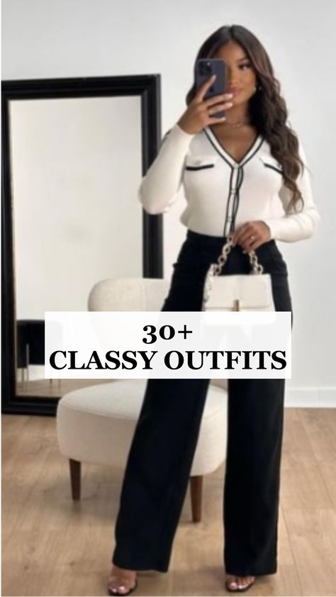 Elevate your style with these 30 Classy Outfits That Will Make You Look Like a Million Bucks! From professional outfits women love to chic business casual outfits for work, these looks are perfect for any office setting. Discover the elegance of high waisted dress pants and versatile business outfits women can rely on. Find inspiration for summer office outfits and style désinvolte chic that blend comfort with sophistication. Whether you're searching for business casual outfits for women or p... Formal Pant Outfit Women, Classy Dress Suits For Women, Business Meeting Casual Outfits, Business Attire For Women Professional, Women's Business Professional Outfits Office Wear, Cute Office Wear Women, Ceo Wife Outfit, How To Look Professional Work Outfits, Trendy Outfits Office