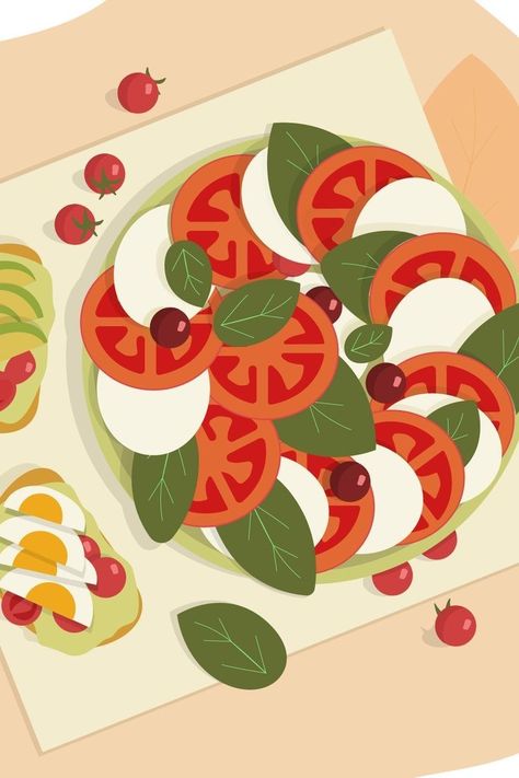 Plate Of Food Illustration, Flat Graphic Illustration, Illustrator Art Vector, Flat Food Illustration, Food Graphic Illustration, Food Flat Illustration, Simple Food Illustration, Vegetable Illustration Design, Food Illustrations Vector