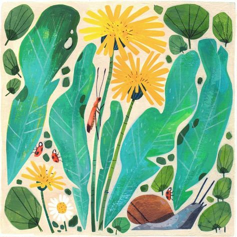 Stacey Thomas (@staceythomasmakes) • Instagram photos and videos Seasons Illustration, Dandelion Illustration, Stacey Thomas, April Aesthetic, Fungi Illustration, Plants Painting, Grass Illustration, Love Illustration, Plant Illustration