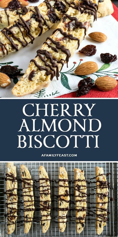 Cherry Almond Biscotti, Cherry Biscotti, Unhealthy Desserts, Best Biscotti Recipe, Christmas Biscotti, Biscotti Recipes, Almond Biscotti Recipe, Italian Biscuits, Santa Snacks