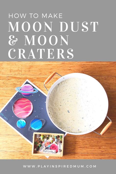 How to Make Moon Dust and Luna Craters – Play Inspired Mum Taste Safe Sensory, Moon Craters, Craters On The Moon, Moon Sand, Blue Food Coloring, Moon Dust, Parenting Toddlers, Play Ideas, Cause And Effect