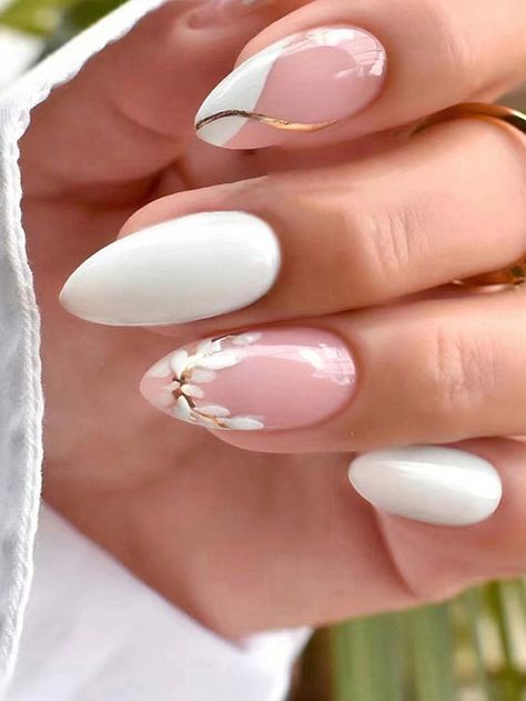 Pink  Collar  ABS Colorblock Color Nails Embellished   Nail,Hand & Foot Care Sophisticated Nail Designs Classy, Nail Design Rose, Circle Nails, Nail Art Mariage, Anniversary Nails, Sophisticated Nails, Nagellack Trends, Wow Nails, Classy Nail Designs