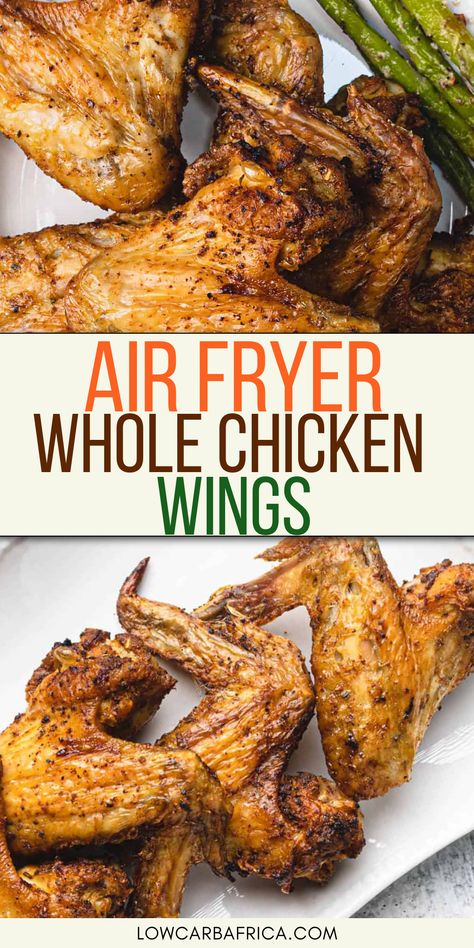 Keto Air Fryer Chicken, Whole Chicken Wings, Air Fryer Chicken Wings Recipe, Crispy Air Fryer Chicken Wings, Easy Air Fryer Chicken, Air Fry Chicken Wings, Crispy Air Fryer Chicken, Cooking Chicken Wings, Wings In The Oven