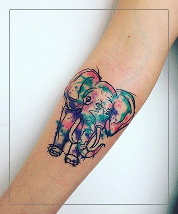 Watercolor Wonder Geometric Elephant Tattoo, Colorful Elephant Tattoo, Watercolor Butterfly Tattoo, Cute Animal Tattoos, Elephant Tattoo Design, Bird Tattoos, Mommy Tattoos, Sunflower Tattoos, Butterfly Tattoos