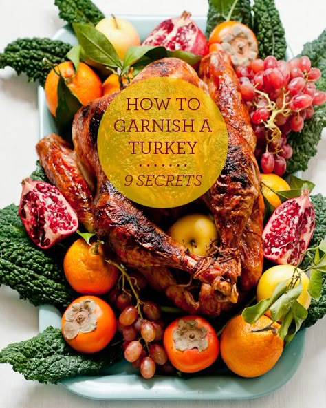 9 Secrets To Garnishing a Turkey Platter Turkey Garnish, Turkey Presentation, Christmas Dinner Parties, Fruit Tray Ideas, Thanksgiving Platter, Whole Turkey Recipes, Gourmet Christmas, Arabic Tattoo Quotes For Women, Turkey Platter