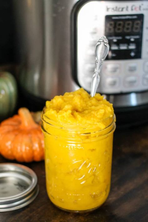 Learn the easiest way to make Pumpkin Puree from scratch using the Instant Pot! Use homemade pumpkin puree in all your favorite fall recipes! Make Pumpkin Puree, Instant Pot Pumpkin, Pumpkin Puree Recipes, Homemade Pumpkin Puree, Baby Puree Recipes, How To Make Pumpkin, Healthy Instant Pot Recipes, Organic Baby Food, Homemade Baby Foods