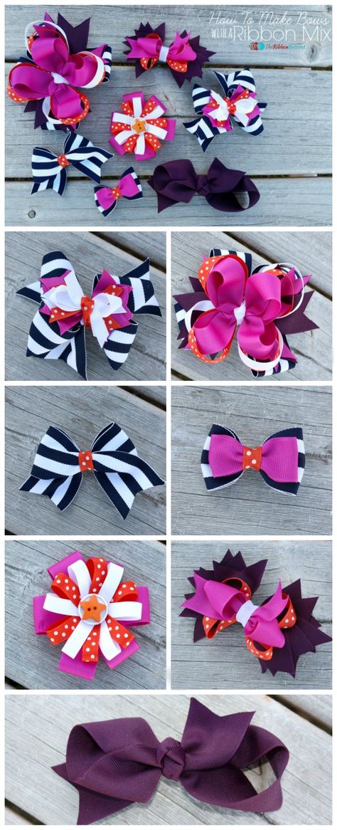 How to Make Hair Bows with a Ribbon Mix - The Ribbon Retreat Blog Disney Hair Bows Diy, Bow Ideas For Hair, Diy Hair Bows With Ribbon, How To Make Hair Bows, Bows With Ribbon, Easy Hair Bows, Hair Bow Instructions, Make Hair Bows, School Fair