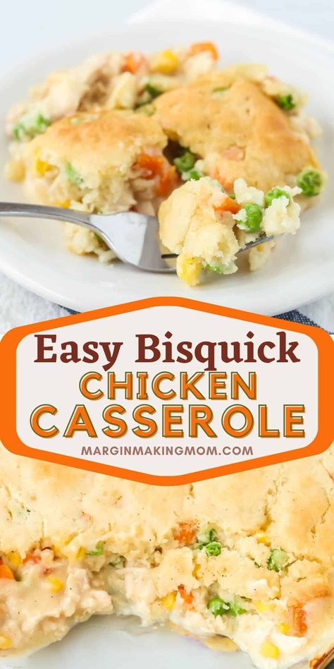 This chicken and Bisquick casserole is not only super easy to make, but it's a hearty meal that the whole family will enjoy! Bisquick Casserole, Chicken And Bisquick, Bisquick Homemade, Bisquick Chicken Recipes, Bisquick Impossible Pie, Bisquit Recipes, Bisquick Recipes Dinner, Cheap Meals For Dinner, Wednesday Meals