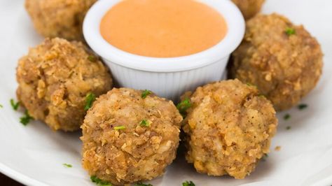 Fried Louisiana-Style Boudin Balls Are The Savory Appetizer You Need Fried Boudin Balls Recipe, Boudin Balls Recipe, French Sausage, Solo Dinner, Horseradish Dip, Boudin Sausage, Cajun And Creole Recipes, Boudin Balls, Remoulade Sauce