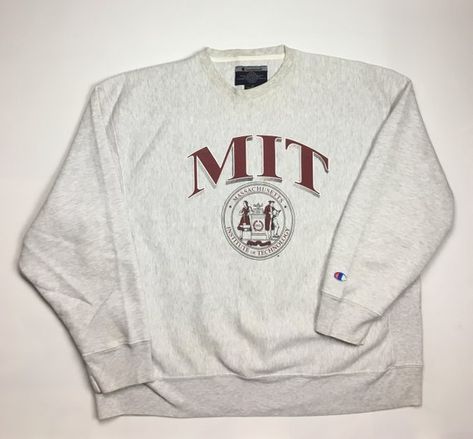 1990s Vintage Massachusetts Institute Of Technology University Sweater - 90's MIT Champion Crewneck My Dark Romeo, Mit University, Wolf 359, University Inspiration, 2000 Clothes, University Sweater, College Motivation, College Education, Christina Lauren