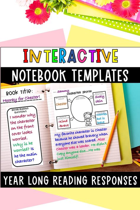 These no prep Interactive Notebook Templates are great to use as reading response sheets for first grade, second grade, third grade, fourth grade. A no prep literacy packet of visually appealing graphic organizers for small group reading activities, guided reading groups, daily five writing activities and much more! 32 Literacy Lessons with step-by-step directions which makes this pack perfect for literacy lessons, writing lessons, writing centers, writer's workshop and sub plans. Small Group Reading Activities, Interactive Writing Notebook, Interactive Notebooks Templates, Character Questions, Interactive Writing, Guided Reading Lessons, Writing Centers, Daily Five, Small Group Reading