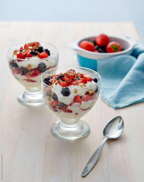 Yogurt And Berry Parfait

Breakfast of. yogurt and berries in a serving glass Berry Parfait, Parfait Breakfast, Yogurt, Food Photography, Berry, Glass, Photography