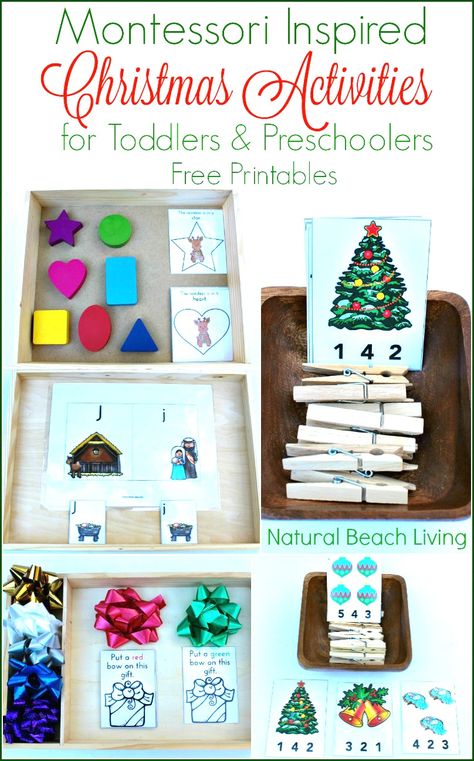 Montessori-Inspired Christmas Activities for Toddlers and Preschoolers with Free Printables December Preschool Themes, Christmas Activities For Preschoolers, Montessori Christmas, Christmas Activities For Toddlers, Preschool Christmas Activities, Winter Activities Preschool, December Activities, Activities For Preschoolers, Activities For Preschool