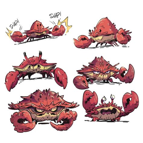 Derek Laufman on Instagram: “Had fun doing these crab designs and exploring a more realistic approach versus anthropomorphic. The layered PSD is available on my…” Crab Character Design, Crab Character, Crab Warrior Art, Crab Concept Art, Lobster Creature Concept Art, Crustaceans Art, Crab Monster, Crab Cartoon, Crab Illustration