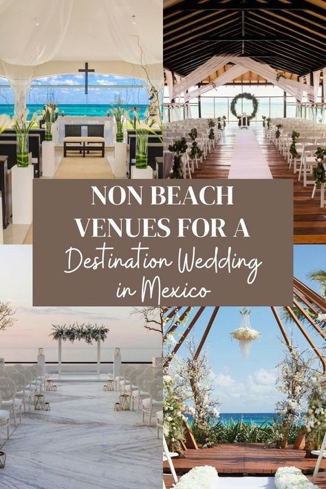 If you’re planning your dream destination wedding away from the beach, look no further! A Destination Wedding in Mexico offers a wealth of fabulous non-beach destination wedding venues beyond the typical sandy settings. Say “I do” in oceanfront gazebos, on scenic rooftop terraces, or in garden landscapes surrounded by vibrant greenery and warm breezes. Get ready to explore a variety of extraordinary destination wedding locations that will make your destination wedding in Mexico unforgettable! Destination Wedding Locations Caribbean, Destination Wedding Mexico Riviera Maya, Wedding Venues In Mexico, Rooftop Wedding Venue, Mexico Beach Weddings, Best Destination Wedding Locations, Mexico Wedding Venue, Dreams Tulum, Rooftop Venue