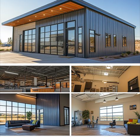 Warehouse Design Exterior, Modern Warehouse Design, Metal Building Prices, Prefab Metal Buildings, Boulder House, Metal Building Designs, Retail Space Design, Barn House Design, Steel Frame House