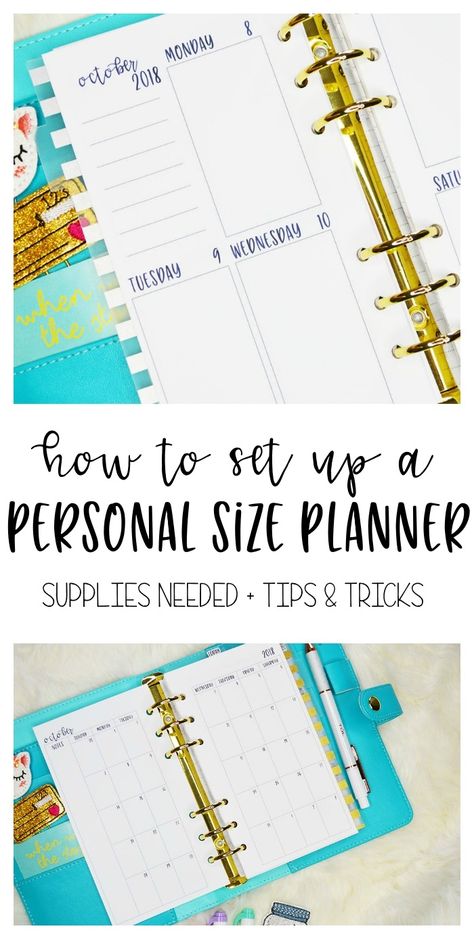 How to Set Up a Personal Size Planner - Planning Inspired Planner Sizes Chart, Personal Size Planner Printables Free, Planner Hacks, Personal Planner Ideas, Personal Size Planner, Planners Printables, Filofax Inserts, Budget Calendar, Ring Planners