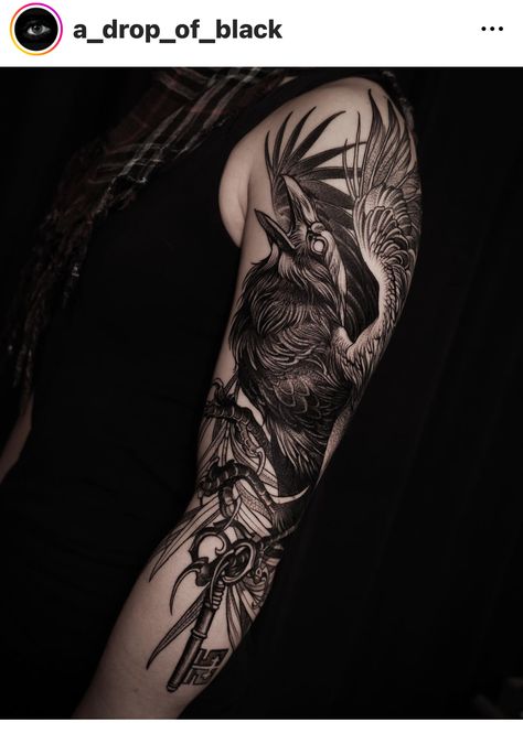 Cool Space Tattoos, Space Tattoo Ideas, Black Crow Tattoos, Crow Tattoo Design, Floral Back Tattoos, Space Tattoos, Line Tattoo Ideas, Black Bird Tattoo, Tattoo Filler