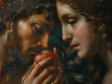 Were Adam and Eve Saved? - Beliefnet Adam And Eve Aesthetic, Adam Eve Art, Adam And Eve Drawing, Eve And The Apple, Adam And Eve Art, Adam And Eve Apple, Eve And The Serpent, Eve Painting, Eve Bible