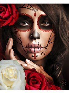 Day of the Dead Sugar Skull Costume Makijaż Sugar Skull, Halloween Makeup Skull, Halloween Makeup Sugar Skull, Makeup Zombie, Sugar Skull Costume, Halloweenský Makeup, Halloween Make-up Looks, Dead Makeup, Den Mrtvých