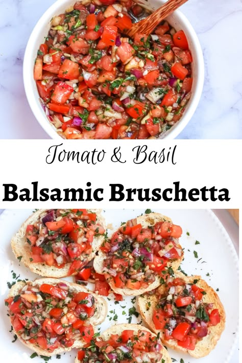 Birthday Party Food Picnic, Easy Pretty Party Food, Finger Food Night, Cute Easy Picnic Food Ideas, Bruschetta Topping Recipe, Food To Make For A Picnic, Light Food For Party, Tomato Basil Balsamic, Tomato Balsamic Bruschetta