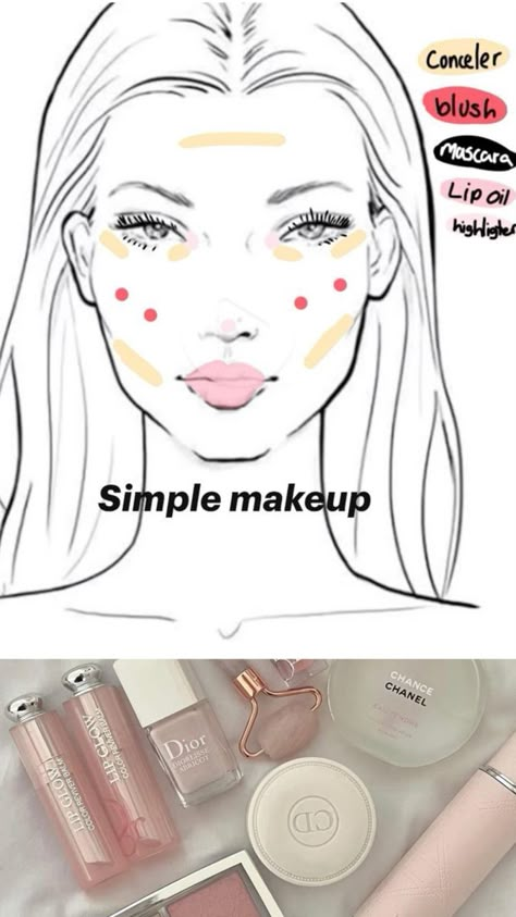 Makeup Routine Guide, Makeup Look Ideas, Dior Lipgloss, Back To School Makeup, Preppy Makeup, Makeup Charts, Makeup Order, Simple Makeup Tips, Makeup Face Charts