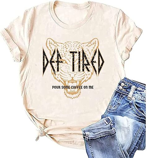 Amazon.com: Coffee Shirt Women Def Tired Retro Graphic Tees Pour Some Coffee On Me Funny Letter Print Tired Mama Tshirt Tops (L, Beige) : Clothing, Shoes & Jewelry Silhouette Vinyl Projects, Tired Mama, Fashion Identity, Retro Graphic Tees, Mama T Shirt, Silhouette Vinyl, Coffee Shirt, Funny Letters, Coffee Shirts