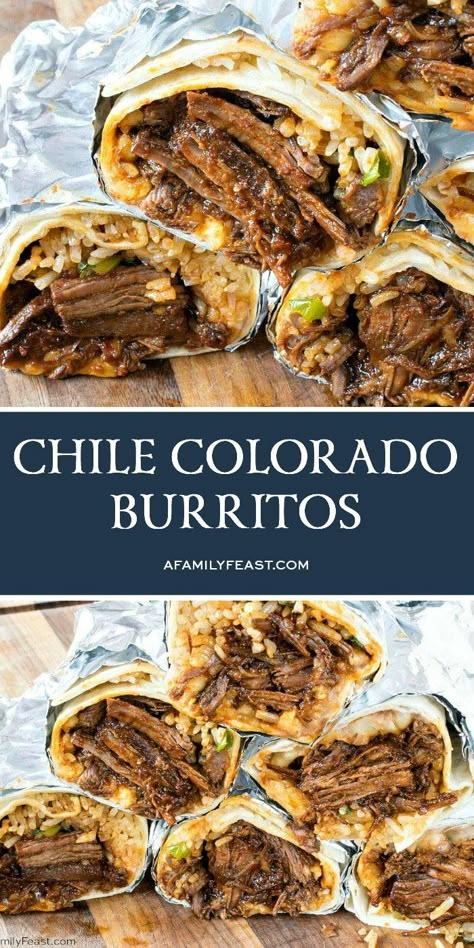 Colorado Burrito, Chile Colorado Burritos, Colorado Burritos, Burritos Beef, Beef Burritos, Mexican Food Dishes, Chile Colorado, Authentic Mexican Recipes, Flour Tortilla