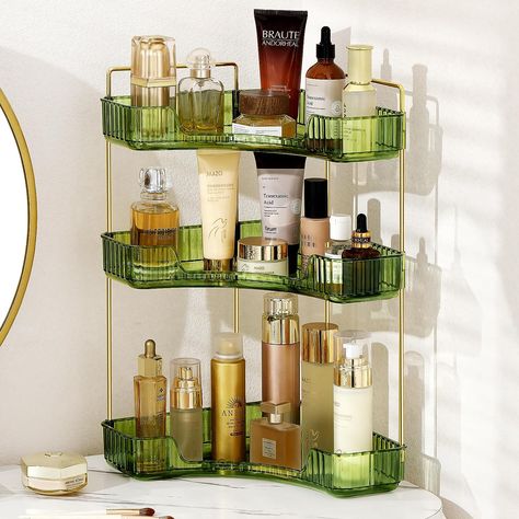 Bandeja Perfume, Makeup Storage Shelves, Bathroom Counter Organizer, Bathroom Countertop Storage, Bathroom Vanity Organization, Organize Bathroom Countertop, Counter Organizer, Bathroom Countertop Organizer, Perfume Organizer