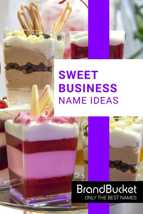 In search of amazing Sweets Business Name? You’ve come to the right place! Check out premium business names and get a domain to match! Dessert Business Names, Dessert Business Name Ideas, Dessert Business Name Ideas catchy, cake shop names, Candy Shop Business, candy shop names ideas, names for candy shop, name of candy shop, premium domain names, business name generator, business names Cake Shop Name Ideas Unique, Sweet Treats Business Names, Dessert Business Name Ideas, Sweets Business Name Ideas, Bakery Names Creative, Dessert Names Ideas, Arabic Business Names, Sweet Shop Names Ideas, Dessert Shop Names Ideas