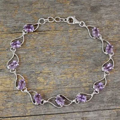 UNICEF Market | Amethyst and Rhodium Plated Sterling Silver Bracelet - Lilac Waves Quinceanera Jewelry, Blue Topaz Pendant Necklace, Silver Jewlery, Ruby Bracelet, Gems Bracelet, Purple Bracelet, Blue Topaz Pendant, Amethyst Jewelry, Amethyst Bracelet