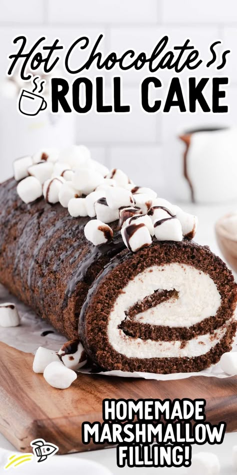 Ice Cream Cake Roll, Rolled Cakes, Hot Chocolate Toppings, Chocolate Ice Cream Cake, Chocolate Swiss Roll, Chocolate Roll Cake, Mocha Cake, Swiss Roll Cake, Swiss Rolls