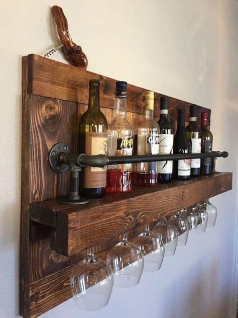 Distressed Kitchen Cabinets, Contemporary Reception, Distressed Kitchen, Mounted Wine Rack, Rustic Wine Racks, Diy Home Bar, Wall Mounted Wine Rack, Home Bar Designs, Contemporary Fireplace