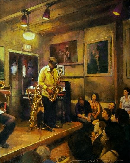 Alan Flattman  Easy Listening Jazz Painting, Jazz Bar, Victorian Paintings, Art Charcoal, Jazz Art, Jazz Club, Musical Art, Expressive Art, Vintage Poster Art