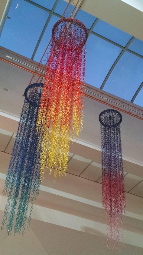 Zip tie art in my local mall Tie Art, Plastic Bottle Art, Recycled Art Projects, Tie Crafts, Plastic Art, Paper Towel Roll Crafts, Plastic Crafts, Recycled Art, Garden Art Sculptures