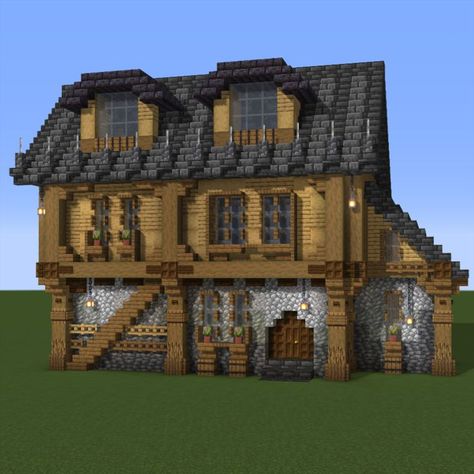 Rustic Minecraft House, Minecraft Building Designs, Minecraft Structures, Minecraft Interior Design, Bangunan Minecraft, Minecraft House Plans, Minecraft Castle, Minecraft Medieval, Cute Minecraft Houses