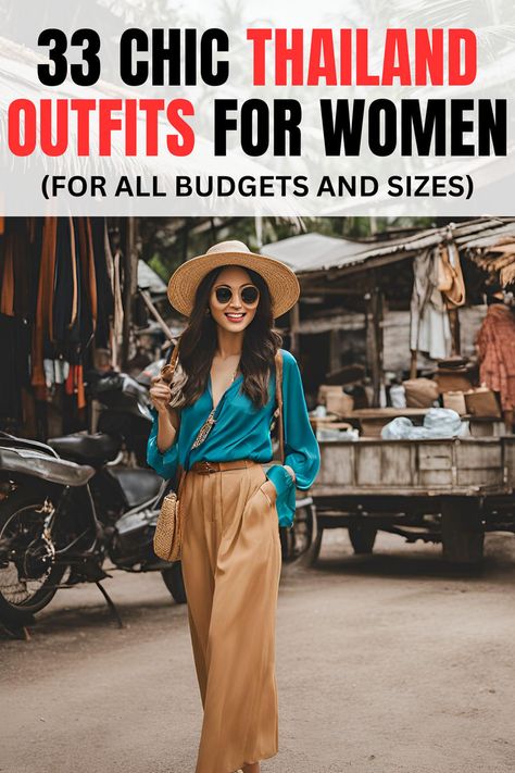 33+ Stunning Thailand Outfits For All Sizes (+ Packing Guide!) Feminine Travel Outfits, Thai Wedding Guest Outfit, How To Dress In Thailand, What To Pack For Thailand In November, Phi Phi Island Thailand Outfit, Ayutthaya Thailand Outfit, Outfit For Thailand Trip, Bangkok Travel Outfit, Phuket Outfit Ideas Women