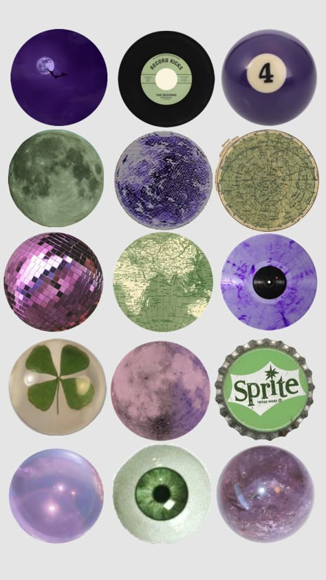 #purple #green #sage #sagegreen #darkpurple #violet Tee Design Print, Green Scrapbook, Ig Icons Highlights Aesthetic, Circle Collage, Violet Aesthetic, Abstract Nail Art, Purple Highlights, Artsy Pictures, Green Sage