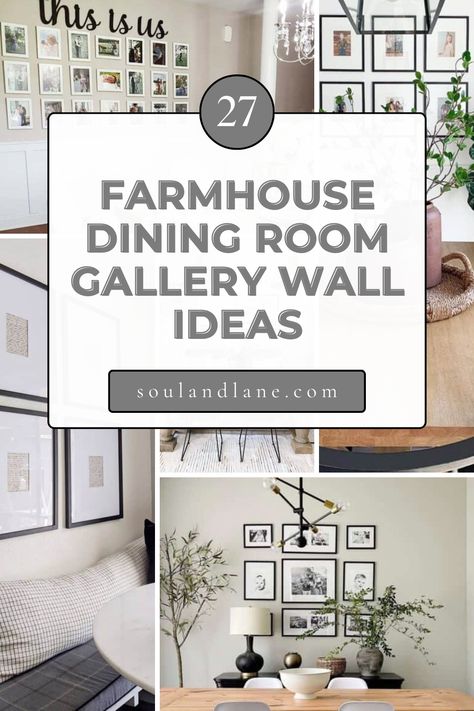 Discover how to elevate your dining space with farmhouse dining room gallery wall ideas. Learn the secrets to showcasing your personal style through vintage finds and modern twists, creating a warm, inviting atmosphere for every meal. Perfect for home decor enthusiasts seeking inspiration! Modern Farmhouse Dining Room Large Art, Family Pictures In Dining Room, Formal Dining Room Wall Decor Ideas, Farmhouse Dining Room Wall Art, Non Traditional Dining Room Ideas, Smallwoods Gallery Wall Dining Room, Gallery Wall Ideas Dining Room, Unique Wall Art Dining Room, Modern Farmhouse Formal Dining Room