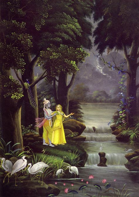 Radha Krishna in forest Radha Krishna Old Images, Krishna Old Paintings, Krishna Old Photos, Old Indian Paintings, Arte Yoga, Pichwai Paintings, Radha Painting, Radha Krishna Wallpaper, Hinduism Art