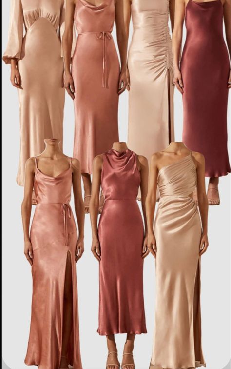 Neutral Dresses Formal, Dress Satin Long, Best Prom Dress, Midi Dress Satin, Satin Long Dress, Wedding Dress Satin, Prom Dress Cocktail, Rust Bridesmaid Dress, Silk Bridesmaid Dresses