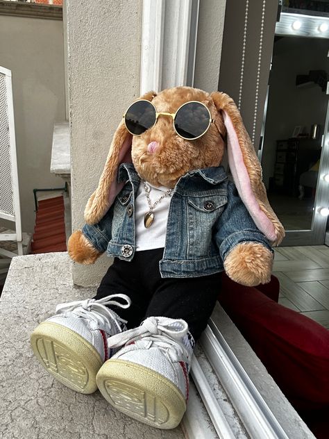 Build A Bear Bunny Outfit, Stuffed Animals With Clothes, Aesthetic Build A Bear Outfit, Build A Bear Bunny Aesthetic, Build A Bear Outfits Aesthetic, Build A Bear Aesthetic, Build A Bear Bunny, Build A Bear Accessories, Teddy Outfit