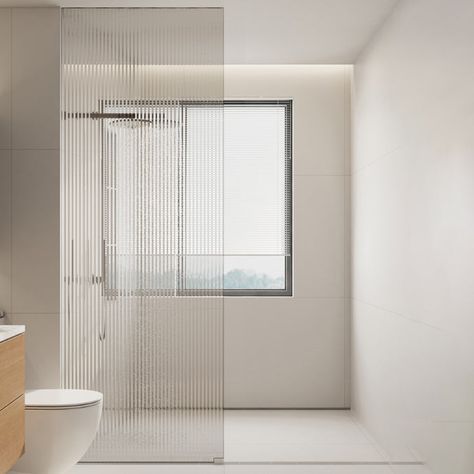 Single Fixed Shower Screen Frameless Half Partition Shower Bath Screen Frosted Shower Screen, Small Bath Shower Combo, Ribbed Shower Screen, Large Bathtub Shower Combo, Fluted Glass Bathroom, Fluted Glass Shower Screen, Shower Partition, Frameless Shower Screen, Shower Glass Door