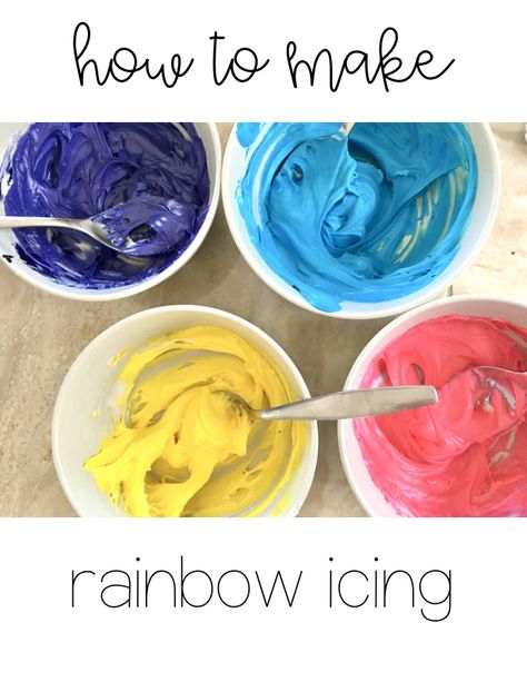 Rainbow Icing, Saran Wrap, Rainbow Cupcakes, Ziplock Bag, Gloomy Day, Family Events, Food Coloring, Rainbow, Cake