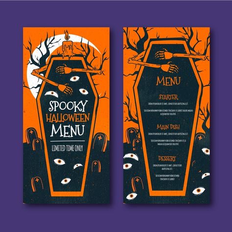 Halloween Menu Template, Halloween Menu Design, Event Poster Inspiration, Halloween Invitation Card, Menu Halloween, Invitations Halloween, Dekorasi Halloween, Halloween Invite, Halloween Menu